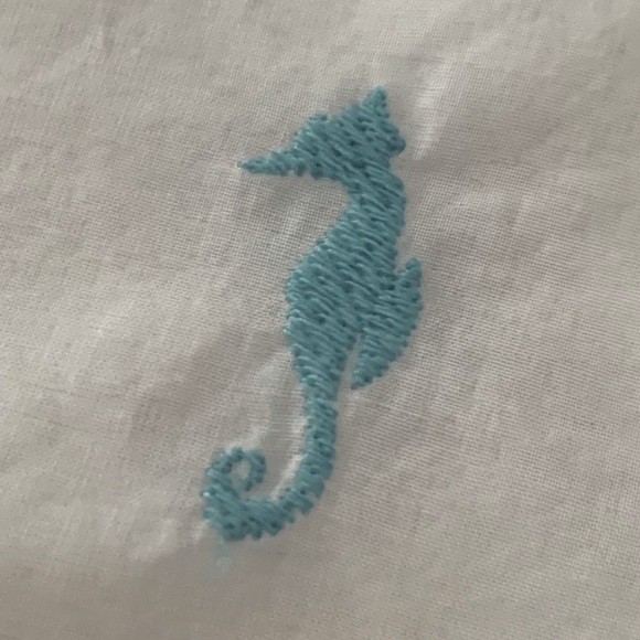 NWT Crown & Ivy Lightweight Blouse with Embroidered Seahorses Bell Sleeves PXL - Picture 10 of 12